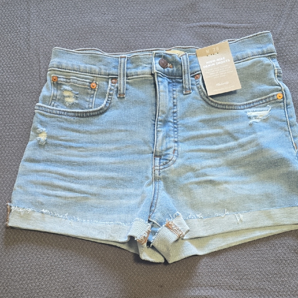 Madewell Light Blue Distressed Jean Shorts